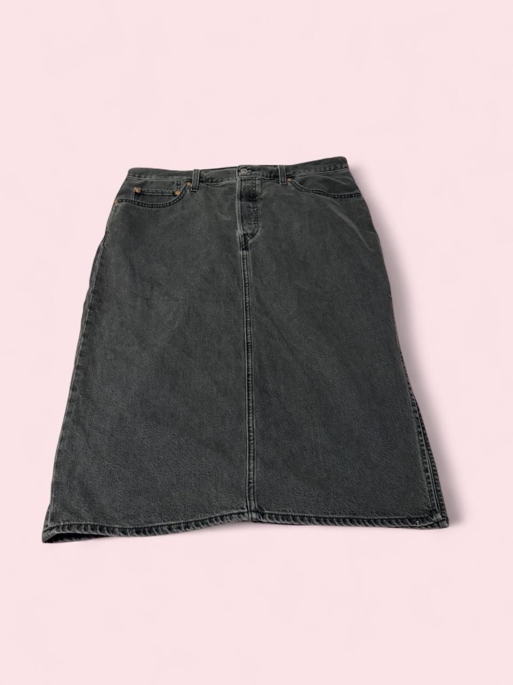 Levi's Charcoal Black Denim Midi Skirt